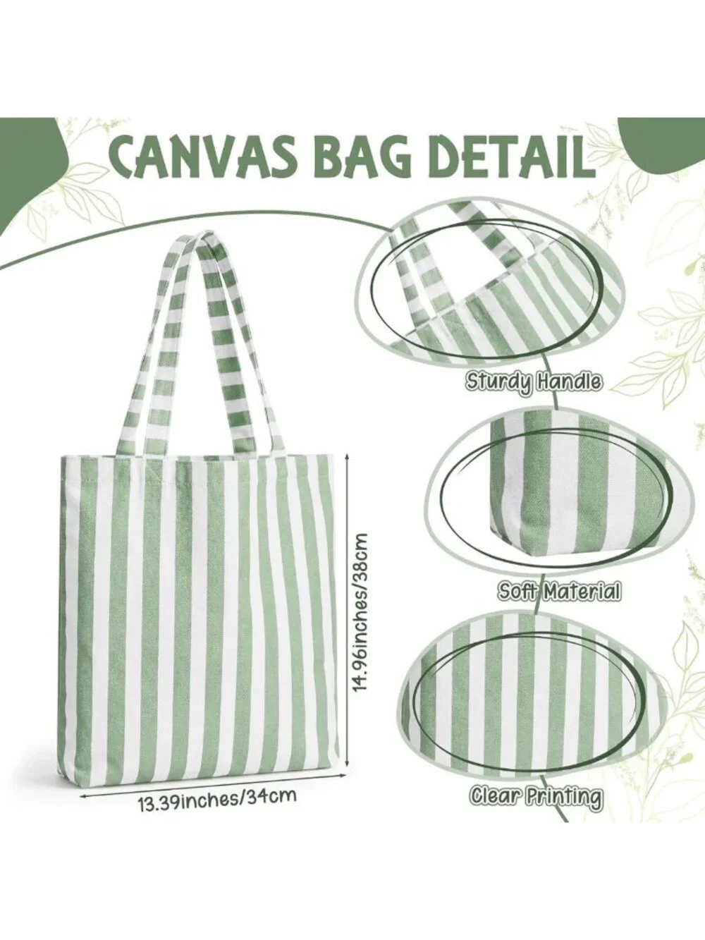 Stylish Striped Canvas Tote Bag for Women - Versatile, Lightweight, Perfect for